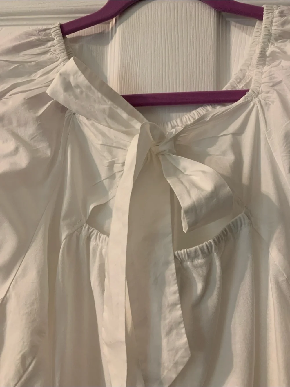 J. Crew White Puff Sleeve Peasant Top